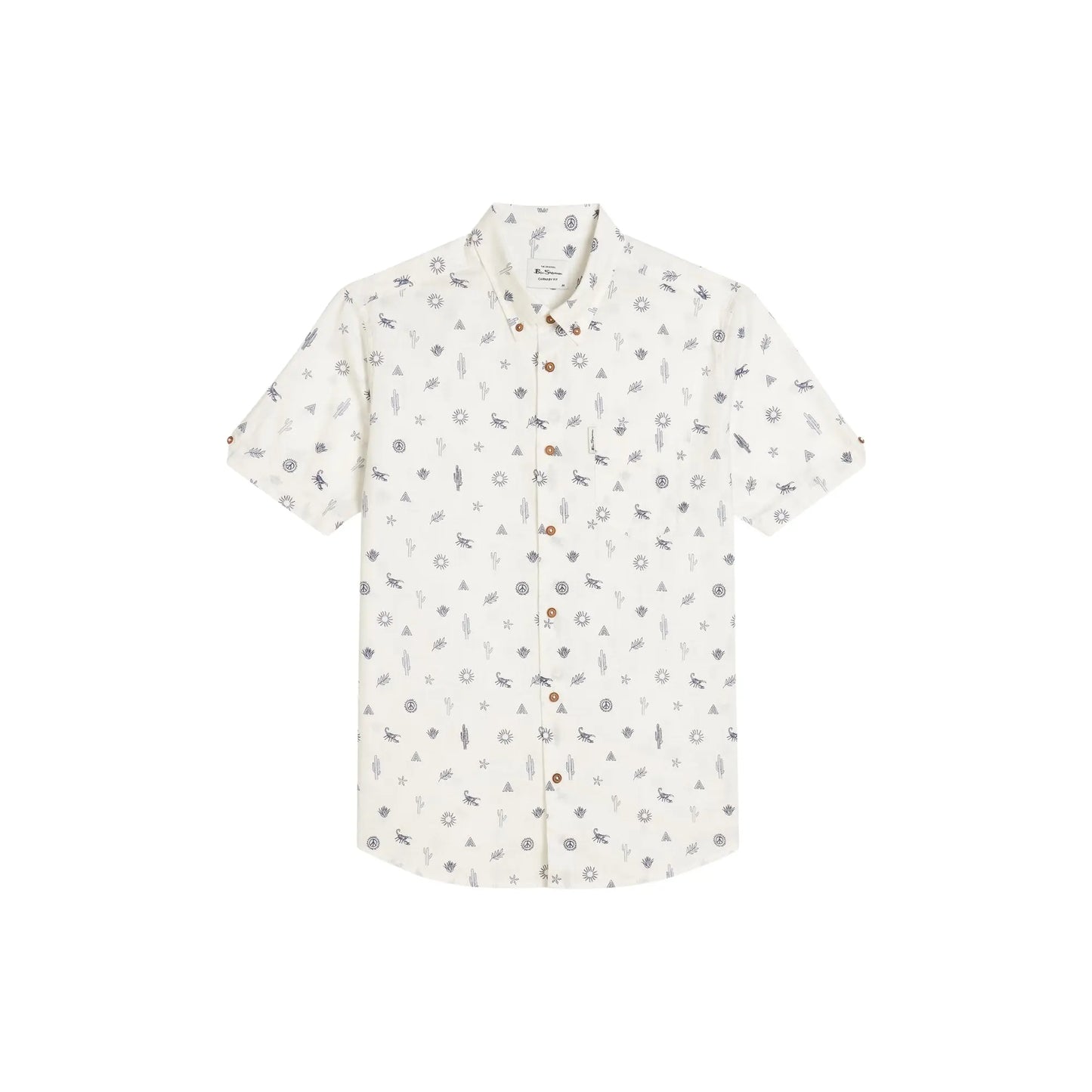 Buy Ben Sherman Festival Print Short Sleeve Shirt - Snow White | Short-Sleeved Shirtss at Woven Durham