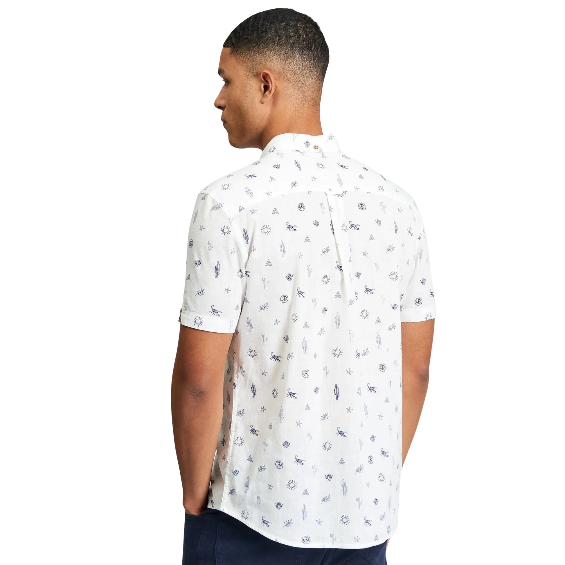 Buy Ben Sherman Festival Print Short Sleeve Shirt - Snow White | Short-Sleeved Shirtss at Woven Durham