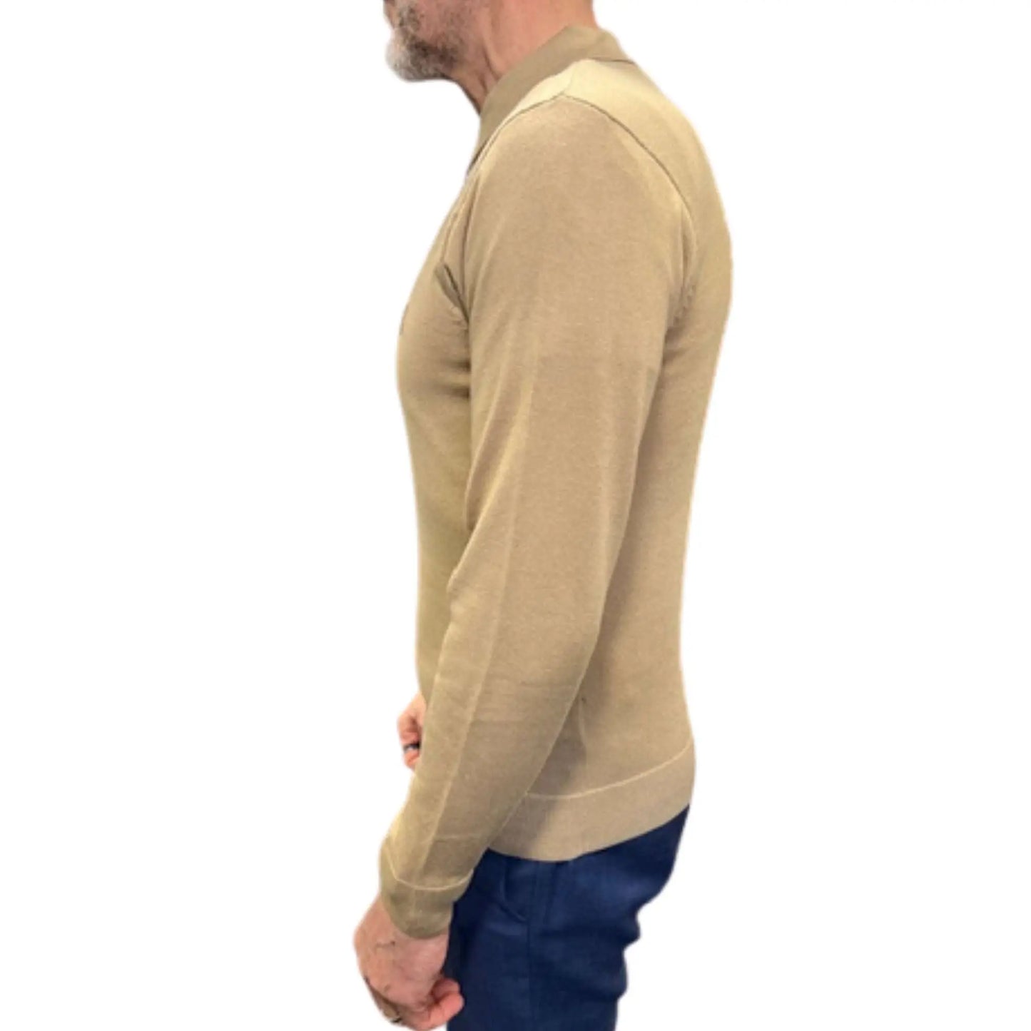 Buy Gabicci Vintage Francesco Long-Sleeved Knitted Polo - Sandstone | Long-Sleeved Polo Shirtss at Woven Durham