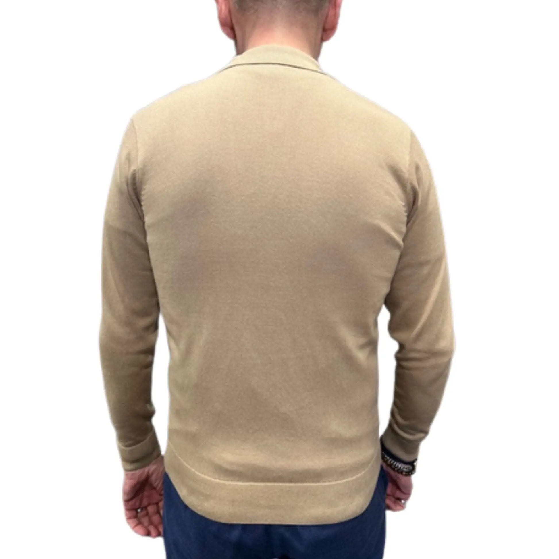 Buy Gabicci Vintage Francesco Long-Sleeved Knitted Polo - Sandstone | Long-Sleeved Polo Shirtss at Woven Durham