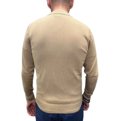 Buy Gabicci Vintage Francesco Long-Sleeved Knitted Polo - Sandstone | Long-Sleeved Polo Shirtss at Woven Durham
