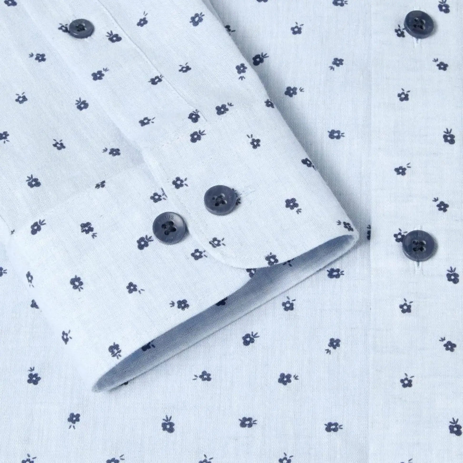 Buy Remus Uomo Frank Floral Linen Long Sleeve Shirt - Sky | Long-Sleeved Shirtss at Woven Durham