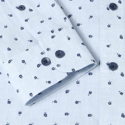 Buy Remus Uomo Frank Floral Linen Long Sleeve Shirt - Sky | Long-Sleeved Shirtss at Woven Durham