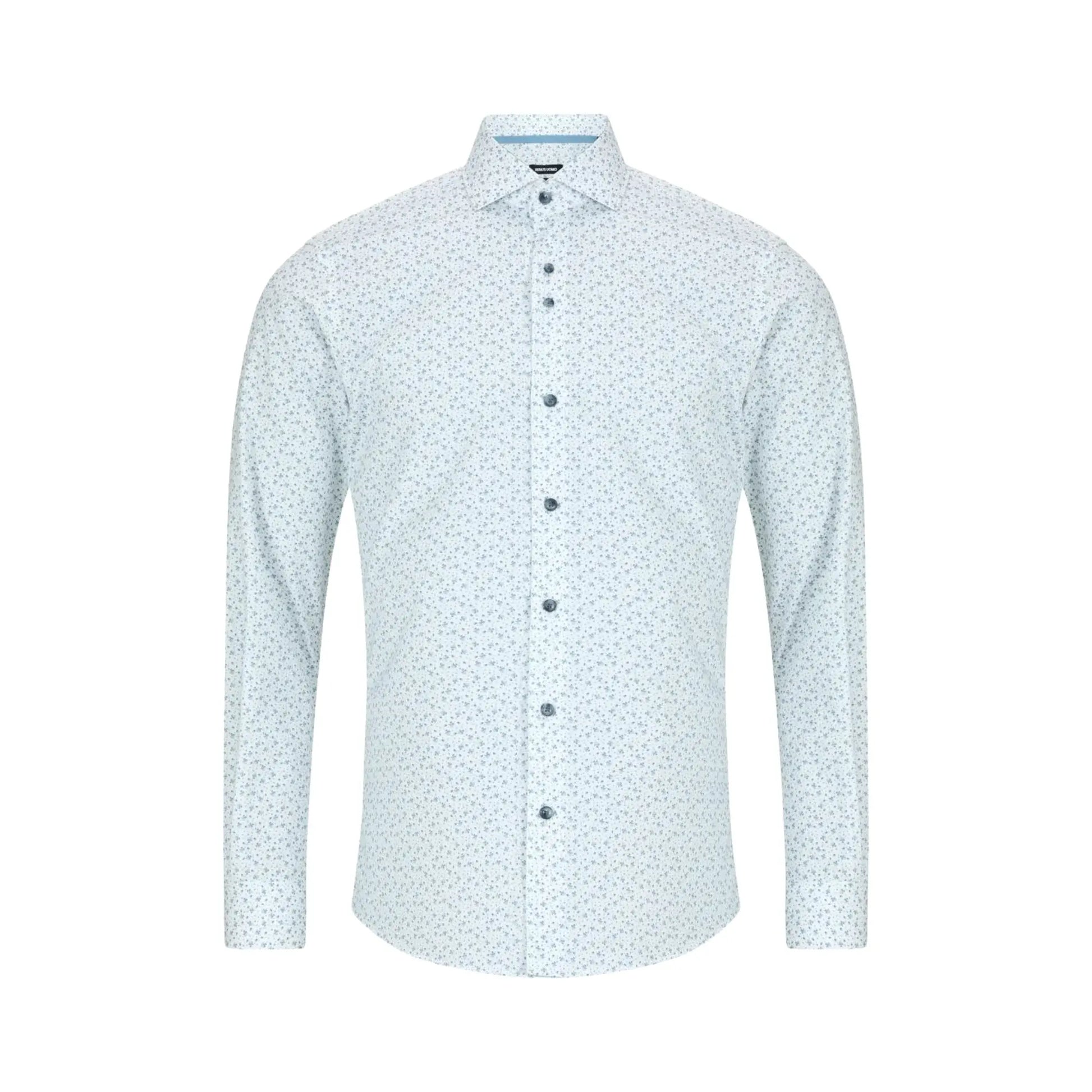 Buy Remus Uomo Frank Floral Print Long Sleeve Shirt - Blue/White | Long-Sleeved Shirtss at Woven Durham