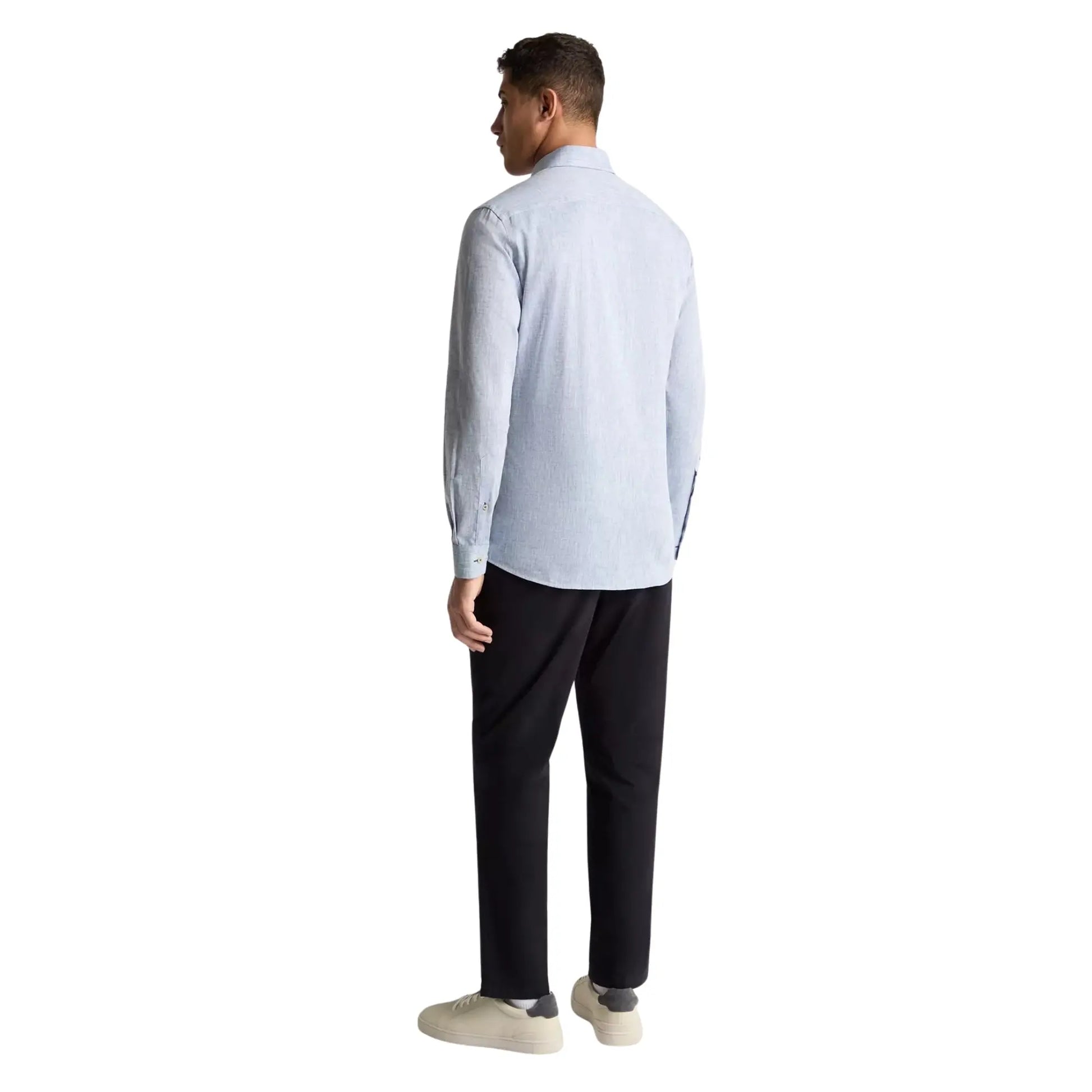 Buy Remus Uomo Frank Linen Long Sleeve Shirt - Blue | Long-Sleeved Shirtss at Woven Durham