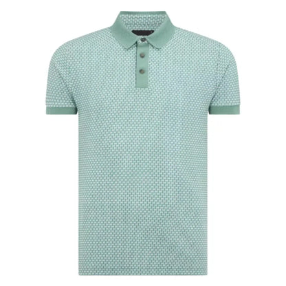 Buy Remus Uomo Geometric Pattern Knitted Polo - Green | Short-Sleeved Polo Shirtss at Woven Durham