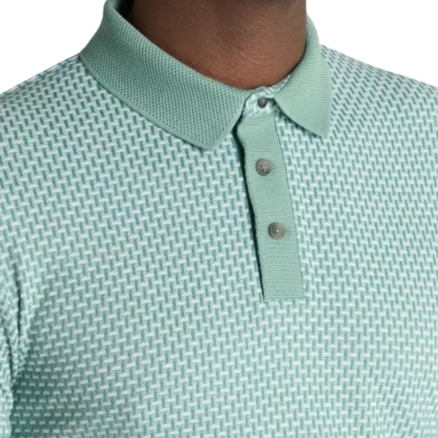 Buy Remus Uomo Geometric Pattern Knitted Polo - Green | Short-Sleeved Polo Shirtss at Woven Durham