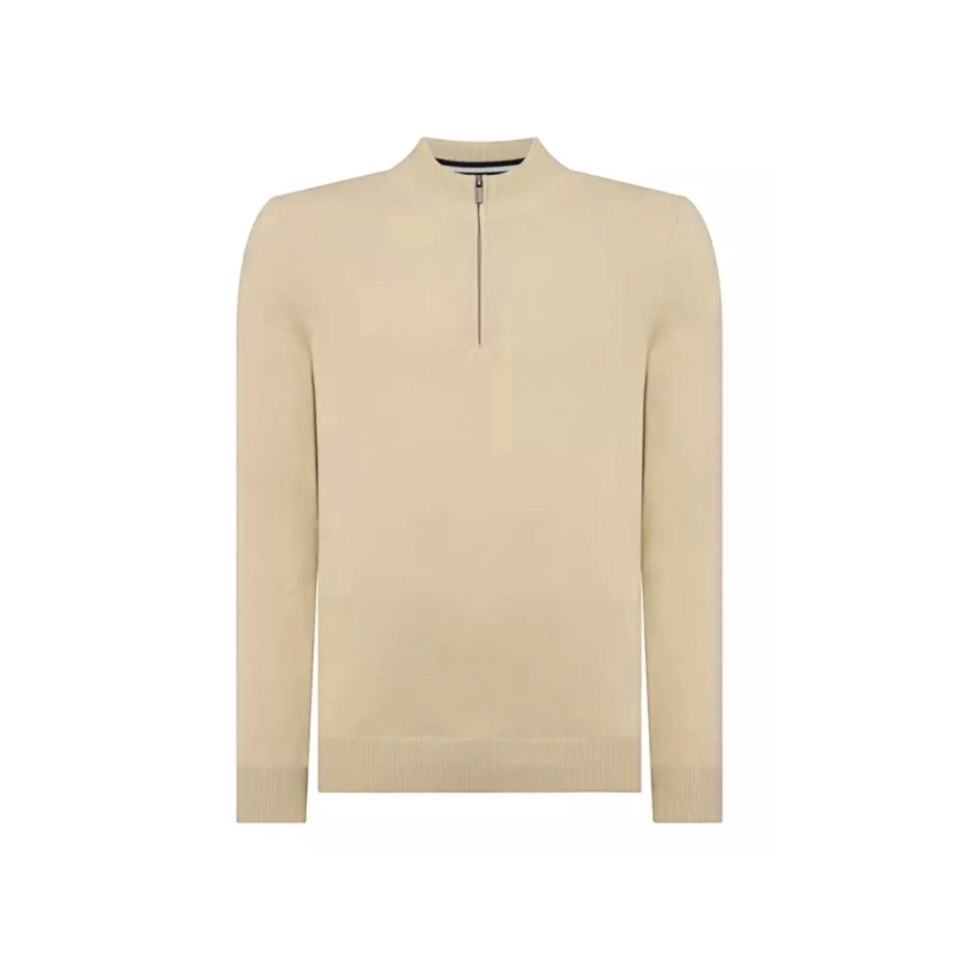 Buy Remus Uomo Half Zip Jumper - Stone | Crew-Neck Jumperss at Woven Durham