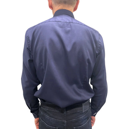 Buy Marnelli Sartoria Long Sleeve Shirt - Navy Twill | Short-Sleeved Shirtss at Woven Durham