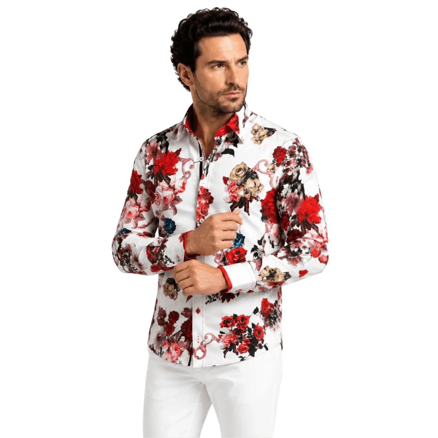 Buy Claudio Lugli Rose Print Shirt - Multi | Long-Sleeved Shirtss at Woven Durham