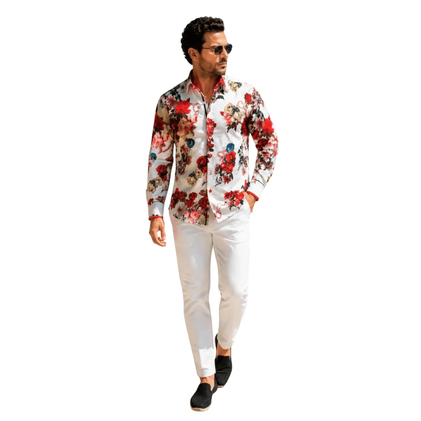Buy Claudio Lugli Rose Print Shirt - Multi | Long-Sleeved Shirtss at Woven Durham