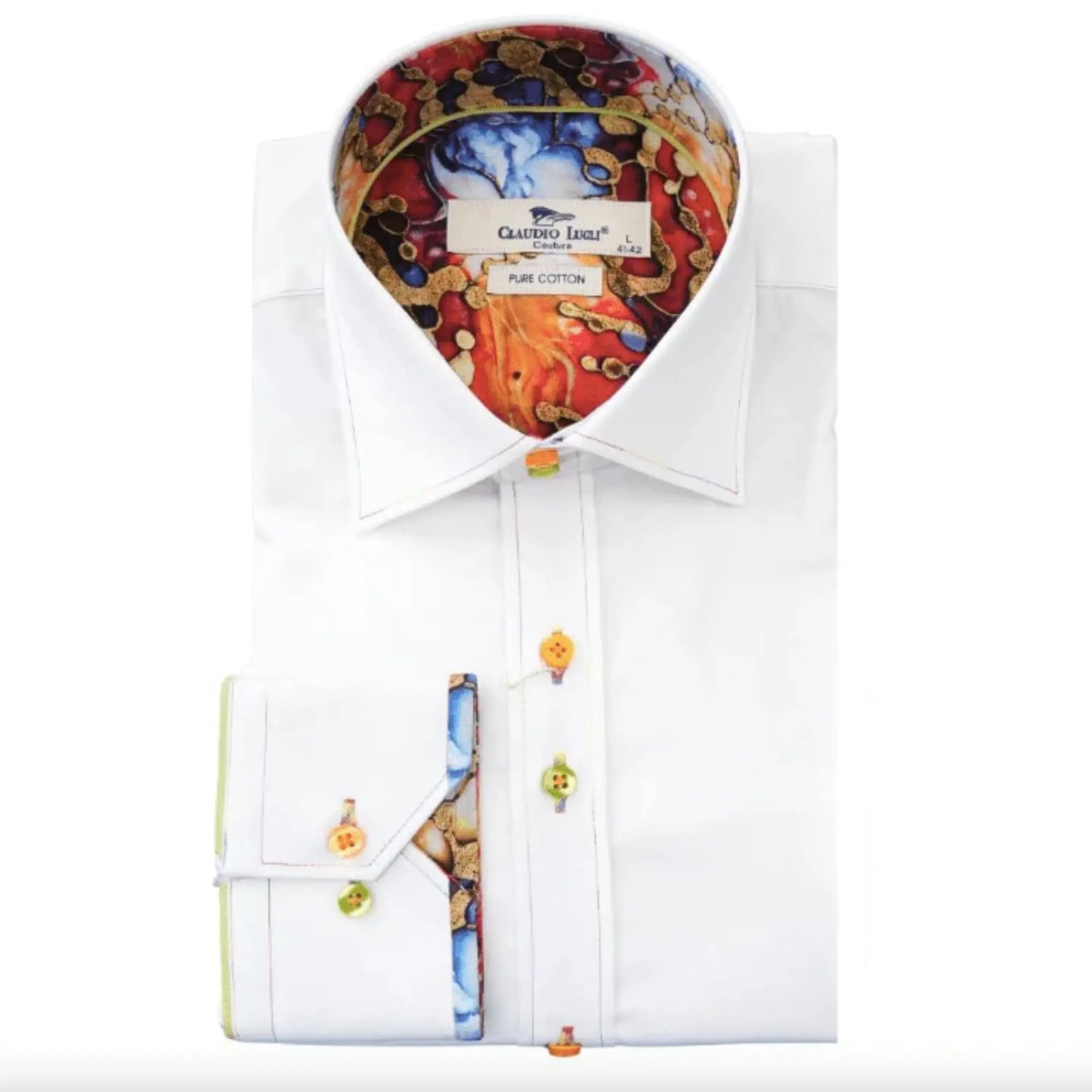 Buy Claudio Lugli Signature Long Sleeve Shirt - White | Long-Sleeved Shirtss at Woven Durham