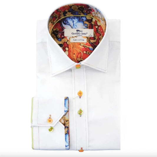 Buy Claudio Lugli Signature Long Sleeve Shirt - White | Long-Sleeved Shirtss at Woven Durham
