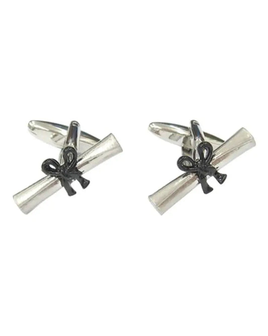Graduation Scroll Cufflinks - Silver / Black Dalaco