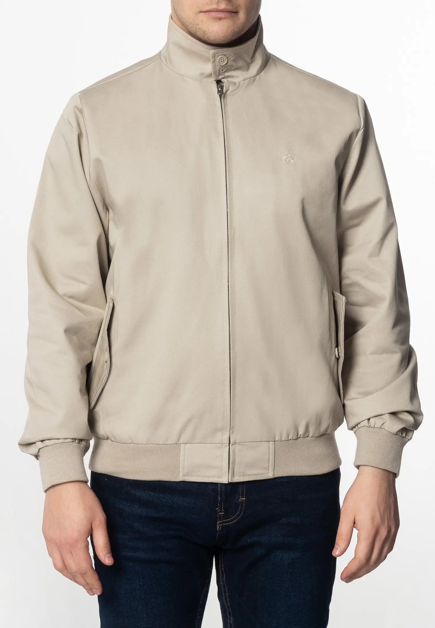 Merc London Harrington Cotton Jacket - Beige From Woven Durham