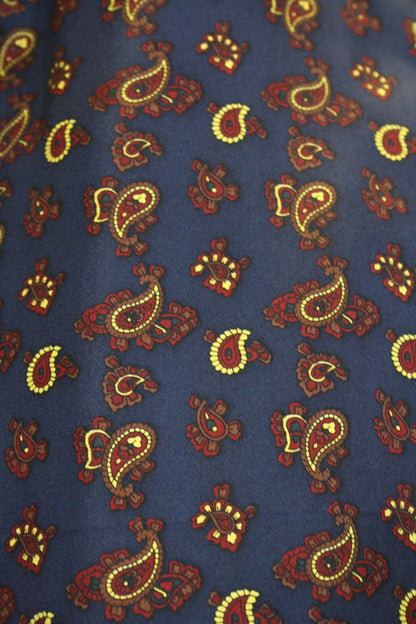 Navy With Gold & Burgundy Paisley Pattern Silk Pocket Square Knightsbridge Neckwear